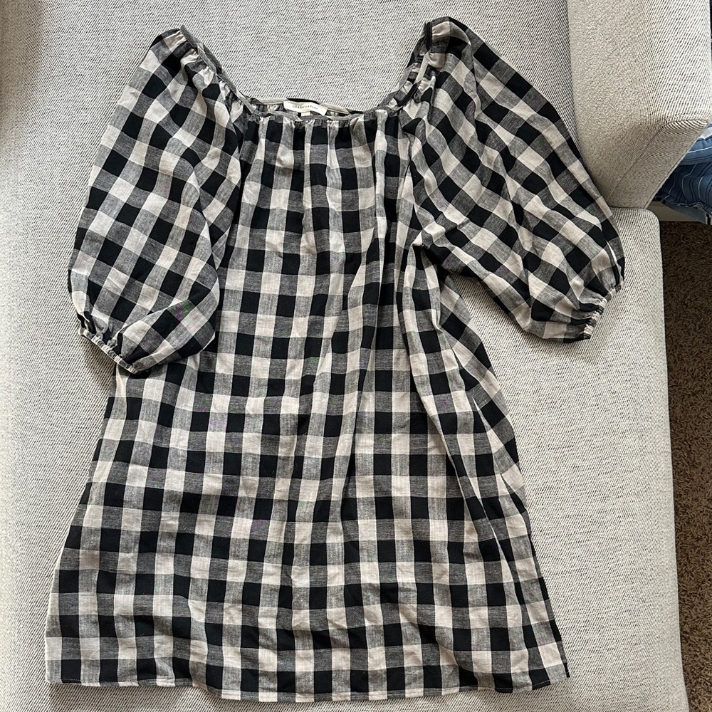 Black and White Checkered Midi Dress